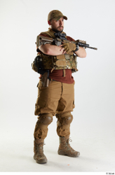 Whole Body Weapons-Rifle Man Pose with machine rifle White Army Athletic Bearded Studio photo references